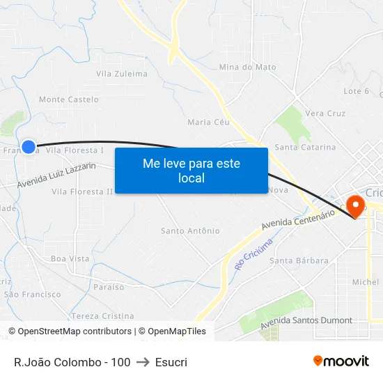 R.João Colombo - 100 to Esucri map