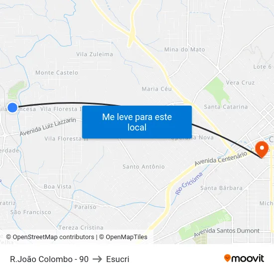 R.João Colombo - 90 to Esucri map