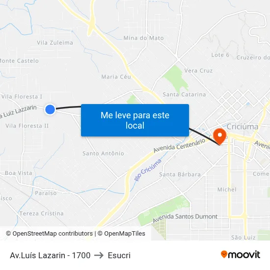 Av.Luís Lazarin - 1700 to Esucri map