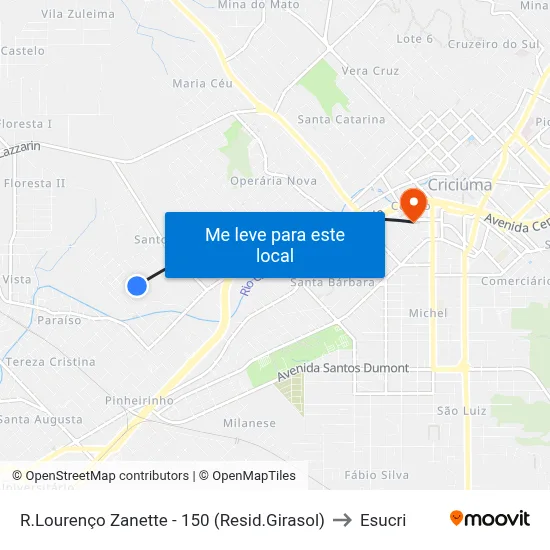 R.Lourenço Zanette - 150 (Resid.Girasol) to Esucri map