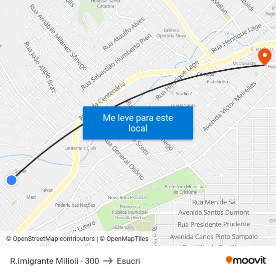R.Imigrante Milioli - 300 to Esucri map