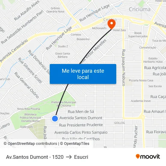 Av.Santos Dumont - 1520 to Esucri map