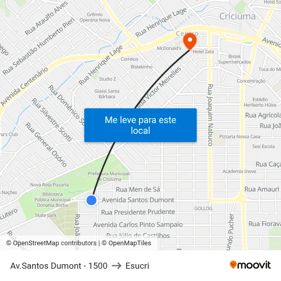Av.Santos Dumont - 1500 to Esucri map