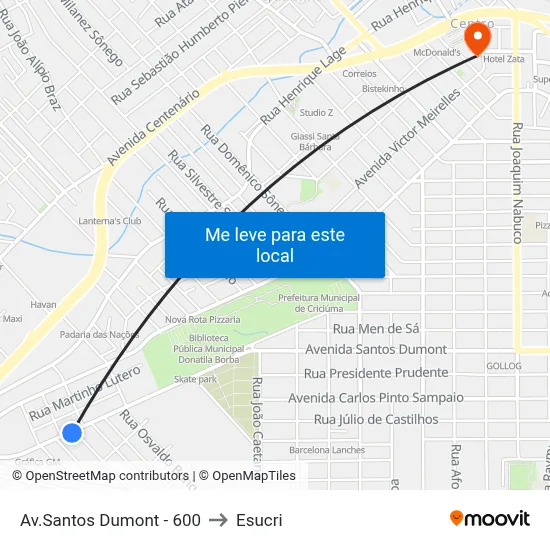 Av.Santos Dumont - 600 to Esucri map