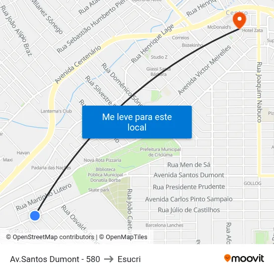 Av.Santos Dumont - 580 to Esucri map