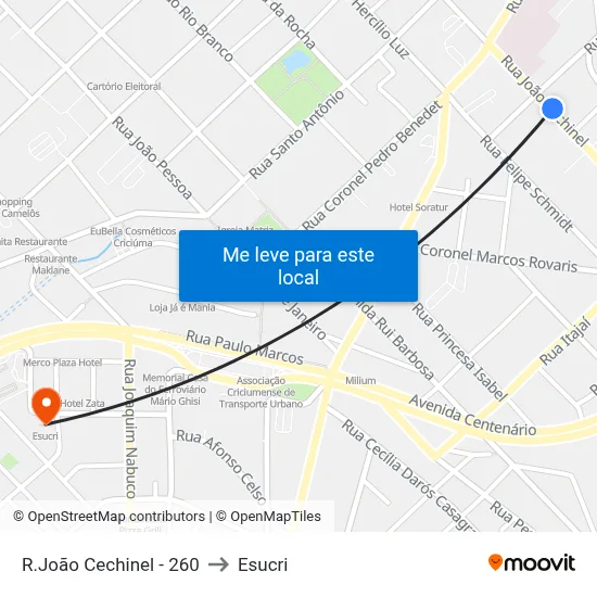 R.João Cechinel - 260 to Esucri map