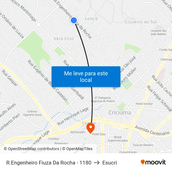 R.Engenheiro Fiuza Da Rocha - 1180 to Esucri map