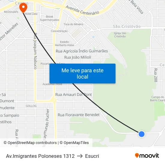 Av.Imigrantes Poloneses 1312 to Esucri map