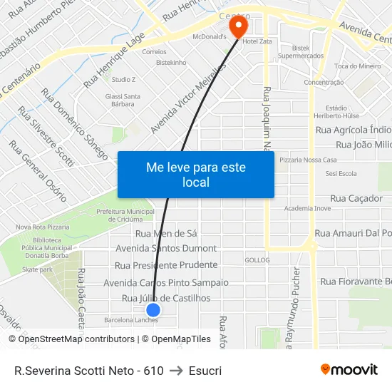 R.Severina Scotti Neto - 610 to Esucri map