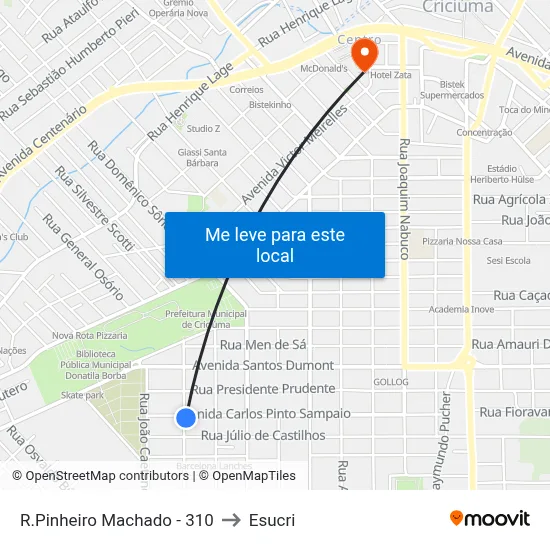 R.Pinheiro Machado - 310 to Esucri map