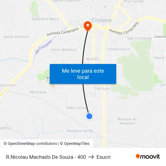 R.Nicolau Machado De Souza - 400 to Esucri map