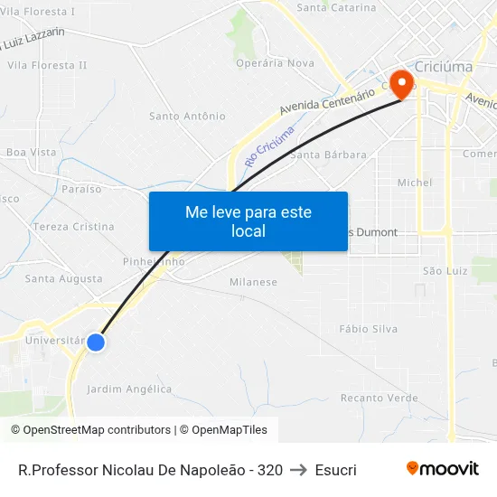 R.Professor Nicolau De Napoleão - 320 to Esucri map