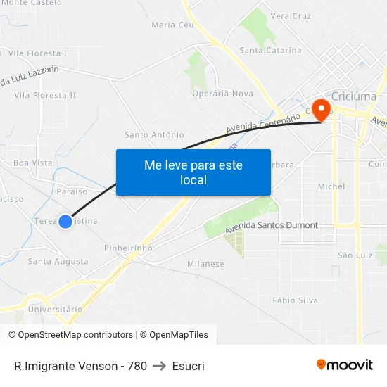 R.Imigrante Venson - 780 to Esucri map