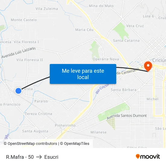 R.Mafra - 50 to Esucri map