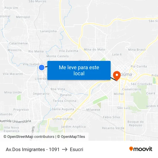 Av.Dos Imigrantes - 1091 to Esucri map