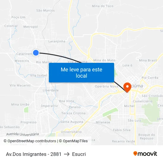 Av.Dos Imigrantes - 2881 to Esucri map