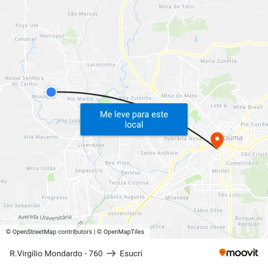 R.Virgílio Mondardo - 760 to Esucri map