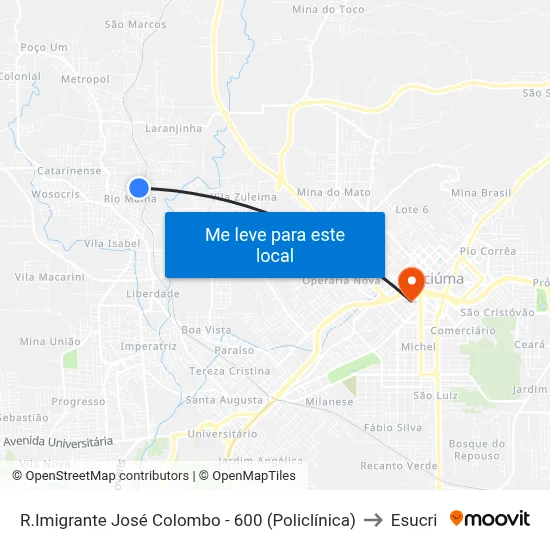 R.Imigrante José Colombo - 600 (Policlínica) to Esucri map