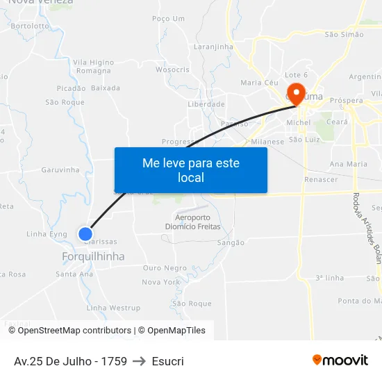 Av.25 De Julho - 1759 to Esucri map
