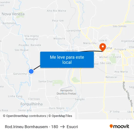 Rod.Irineu Bornhausem - 180 to Esucri map