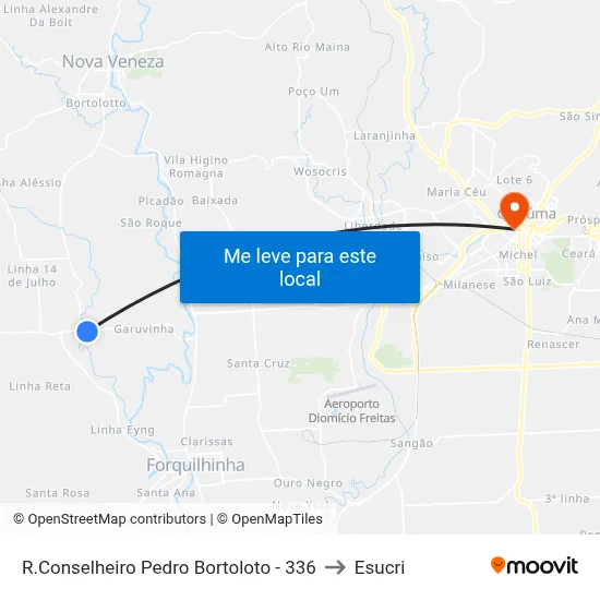 R.Conselheiro Pedro Bortoloto - 336 to Esucri map