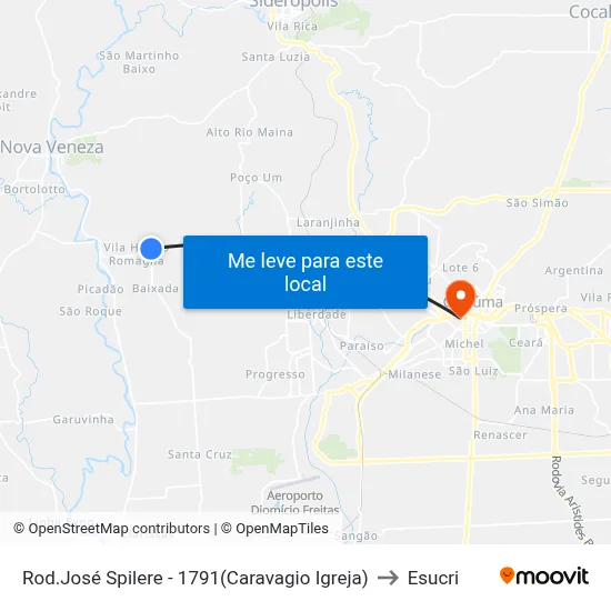 Rod.José Spilere - 1791(Caravagio Igreja) to Esucri map