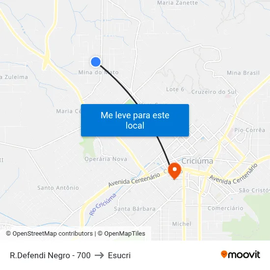 R.Defendi Negro - 700 to Esucri map