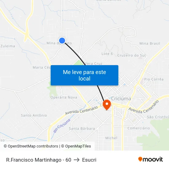 R.Francisco Martinhago - 60 to Esucri map