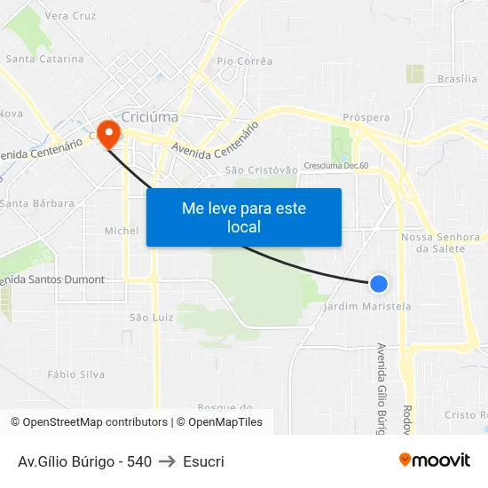 Av.Gílio Búrigo - 540 to Esucri map