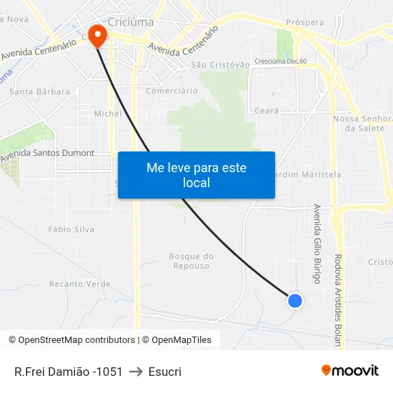 R.Frei Damião -1051 to Esucri map