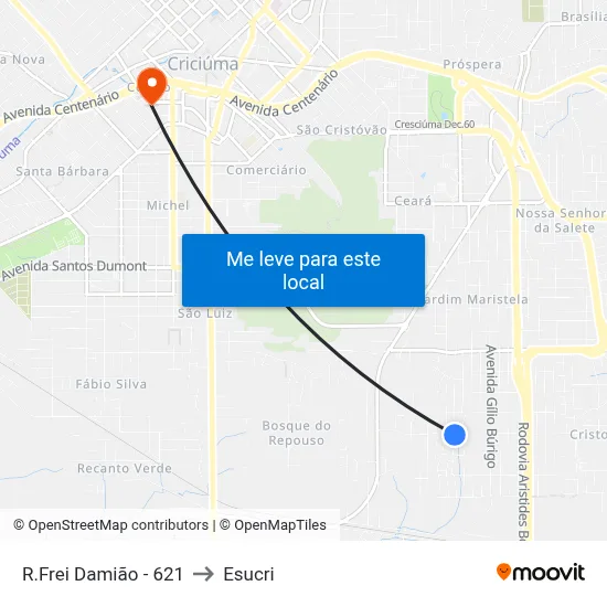 R.Frei Damião - 621 to Esucri map