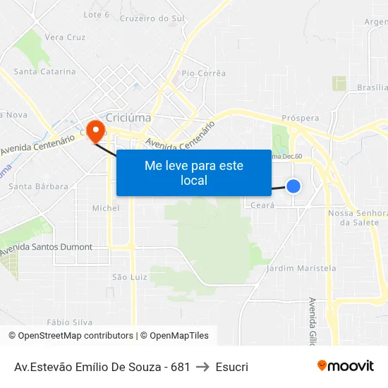 Av.Estevão Emílio De Souza - 681 to Esucri map