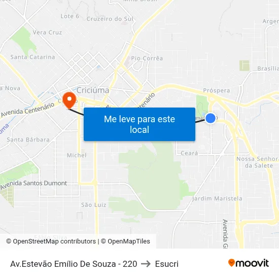 Av.Estevão Emílio De Souza - 220 to Esucri map