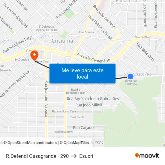 R.Defendi Casagrande - 290 to Esucri map