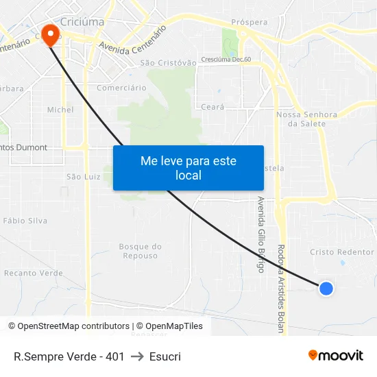 R.Sempre Verde - 401 to Esucri map
