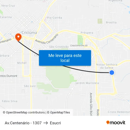 Av.Centenário - 1307 to Esucri map