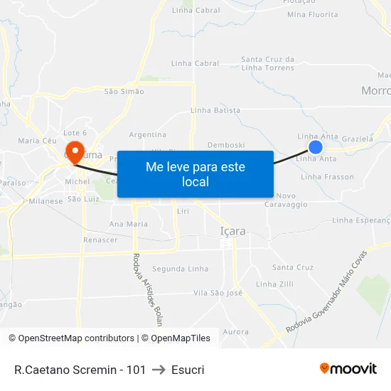 R.Caetano Scremin - 101 to Esucri map