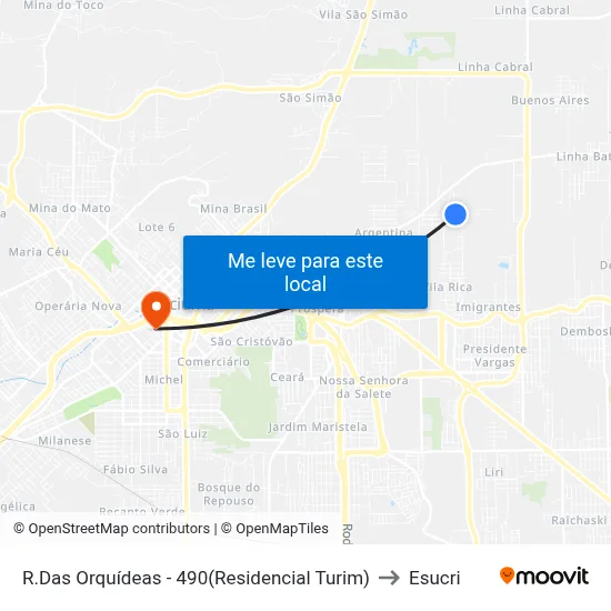 R.Das Orquídeas - 490(Residencial Turim) to Esucri map