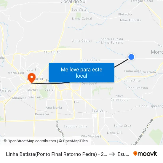 Linha Batista(Ponto Final Retorno Pedra) - 280 to Esucri map