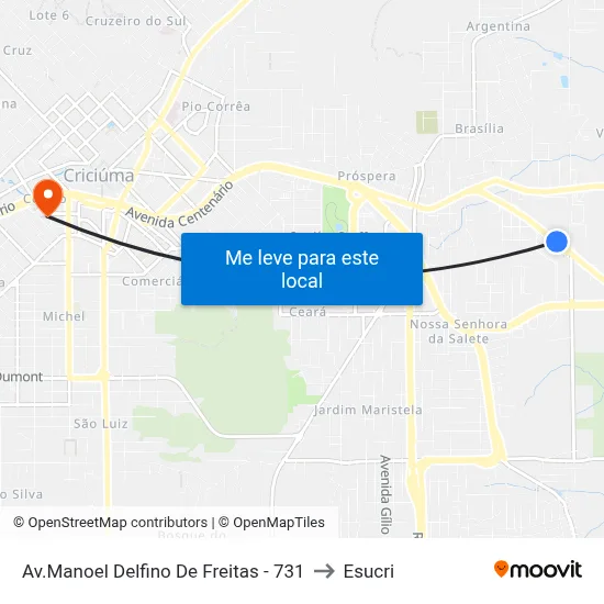 Av.Manoel Delfino De Freitas - 731 to Esucri map