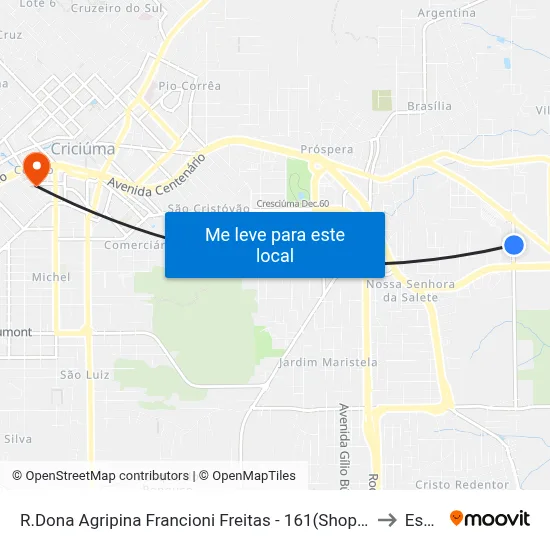 R.Dona Agripina Francioni Freitas - 161(Shopping Nações) to Esucri map