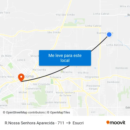 R.Nossa Senhora Aparecida - 711 to Esucri map