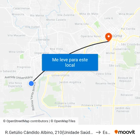 R.Getúlio Cândido Albino, 210(Unidade Saúde Sta Luzia) to Esucri map