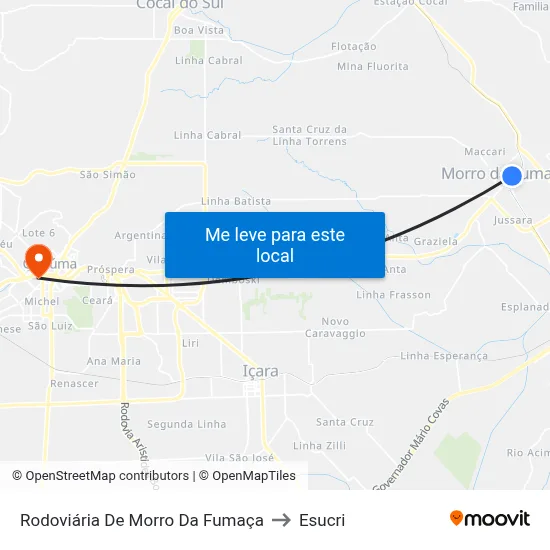 Rodoviária De Morro Da Fumaça to Esucri map