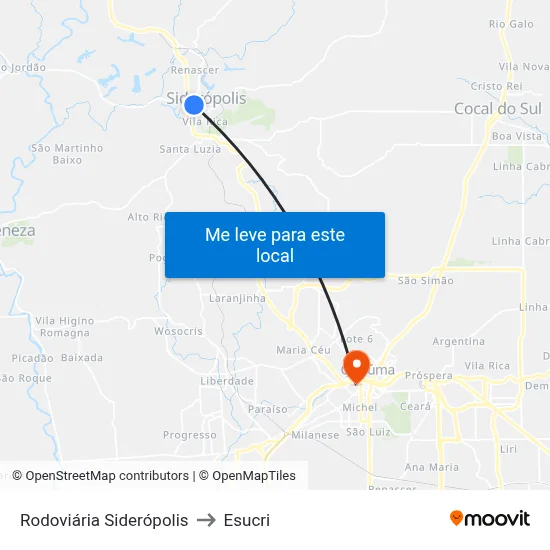 Rodoviária Siderópolis to Esucri map