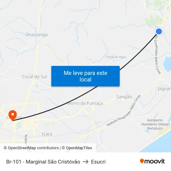 Br-101 - Marginal São Cristóvão to Esucri map