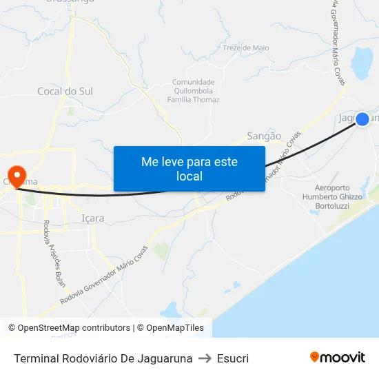 Terminal Rodoviário De Jaguaruna to Esucri map