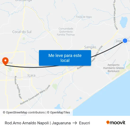 Rod.Arno Arnaldo Napoli | Jaguaruna to Esucri map