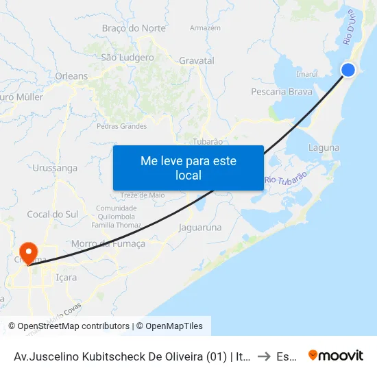 Av.Juscelino Kubitscheck De Oliveira (01) | Itapirubá Sul to Esucri map