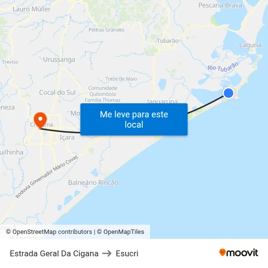 Estrada Geral Da Cigana to Esucri map